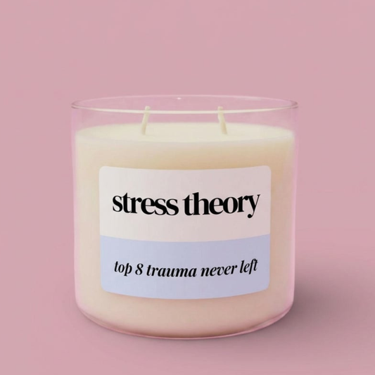 Hand-poured stress relief candle with sandalwood and eucalyptus
